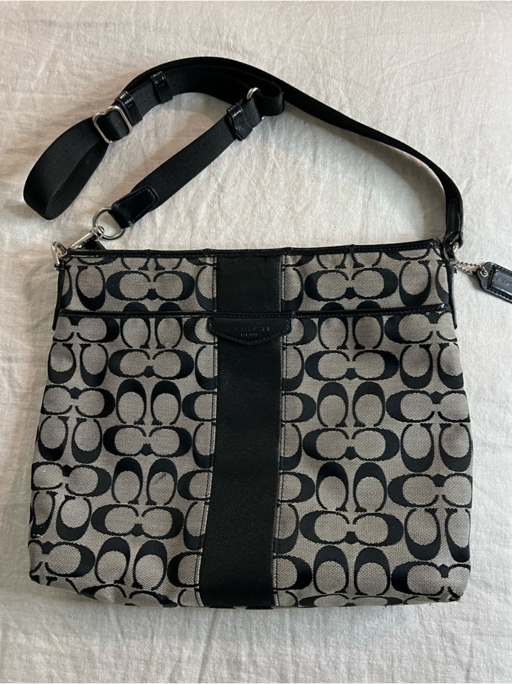 Coach Black and Gray Signature Crossbody Bag